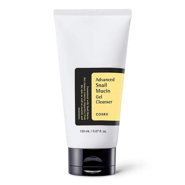 COSRX Advanced Snail Mucin Gel Cleanser tube with yellow label.