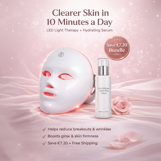 LED Face Mask with Red Light Therapy + Serum | Acne & Anti-Aging Skincare Kit by Trendora